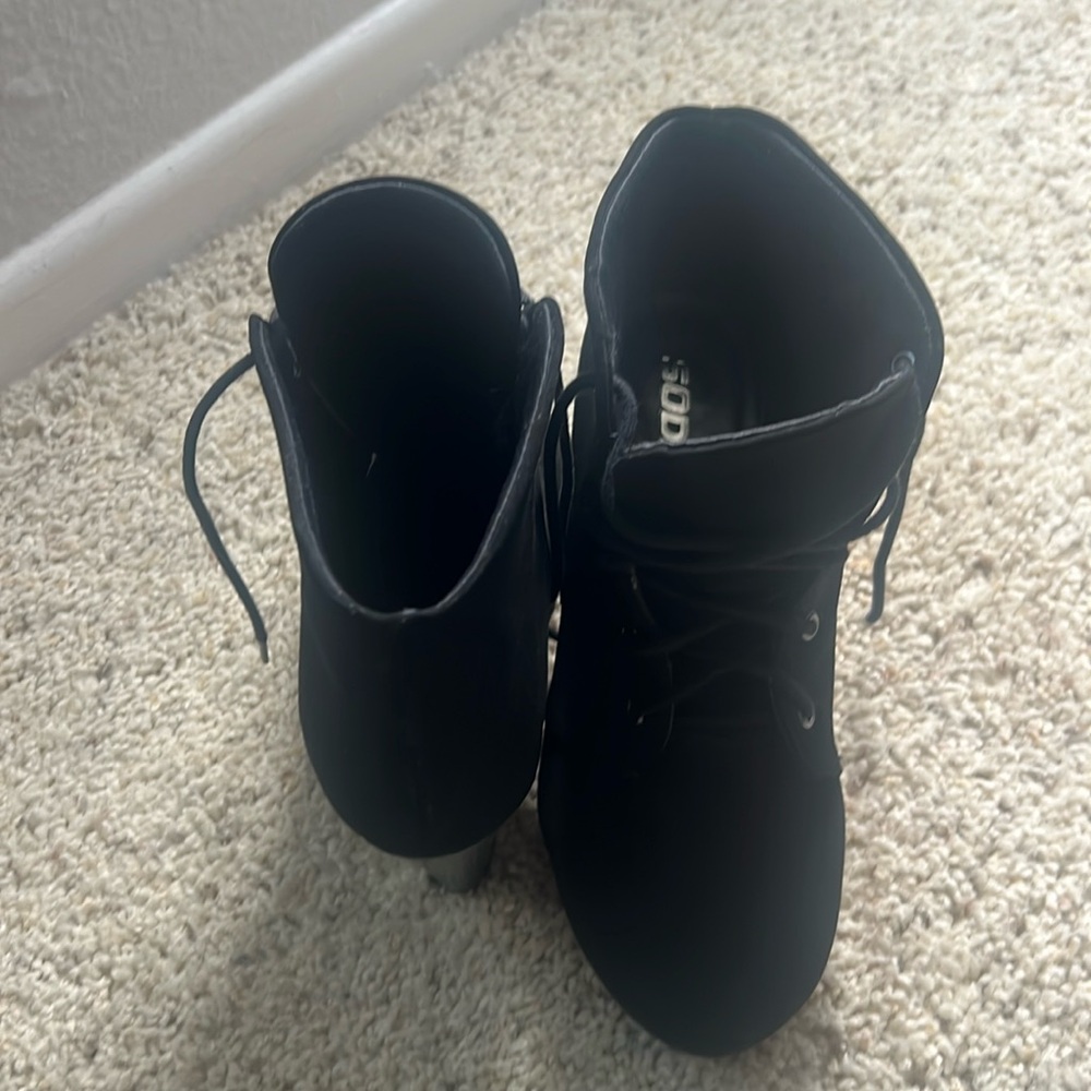 Black suede heels